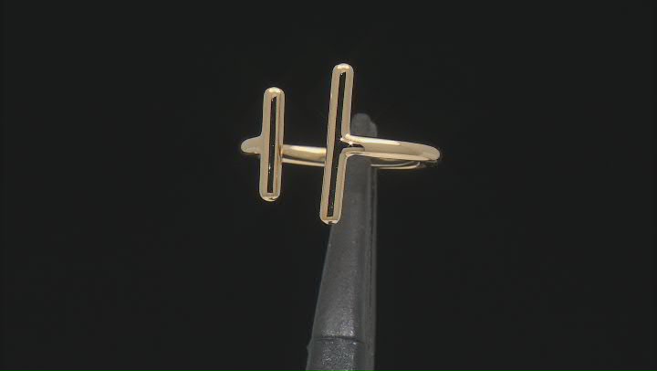 18k Yellow Gold Over Sterling Silver Bar Cuff Ring Video Thumbnail