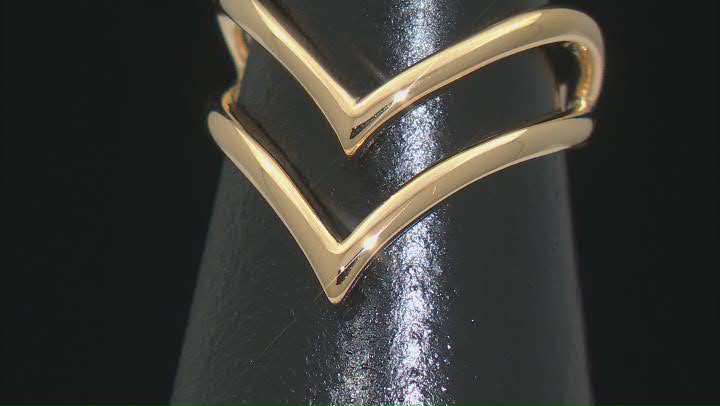 18k Yellow Gold Over Sterling Silver Open Chevron Design Ring Video Thumbnail