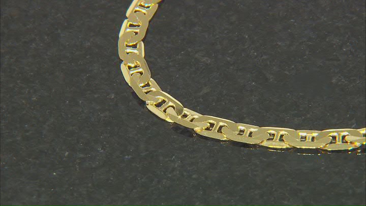 18k Yellow Gold Over Sterling Silver 4.8mm Flat Mariner Link Bracelet Video Thumbnail