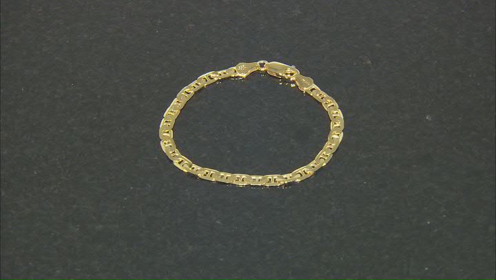 18k Yellow Gold Over Sterling Silver 4.8mm Flat Mariner Link Bracelet Video Thumbnail