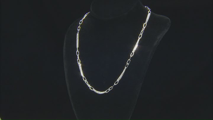 Sterling Silver Cuban & Paperclip Link Station 20 Inch Necklace Video Thumbnail