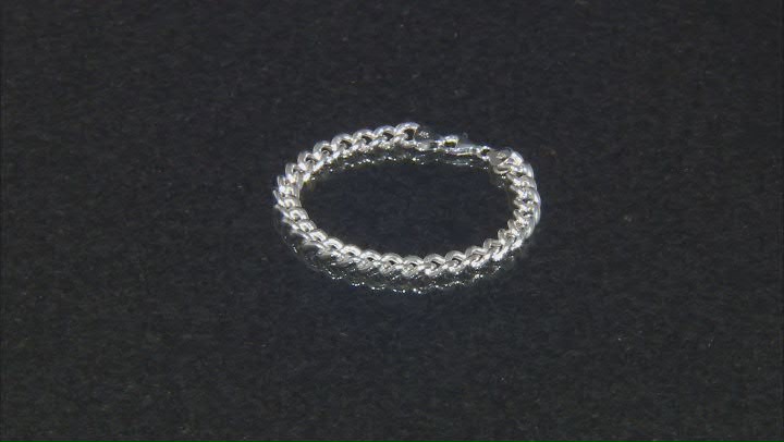 Sterling Silver 7.7mm Curb Link Bracelet Video Thumbnail