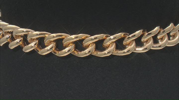 18k Yellow Gold Over Sterling Silver 7.7mm Curb Link Bracelet Video Thumbnail