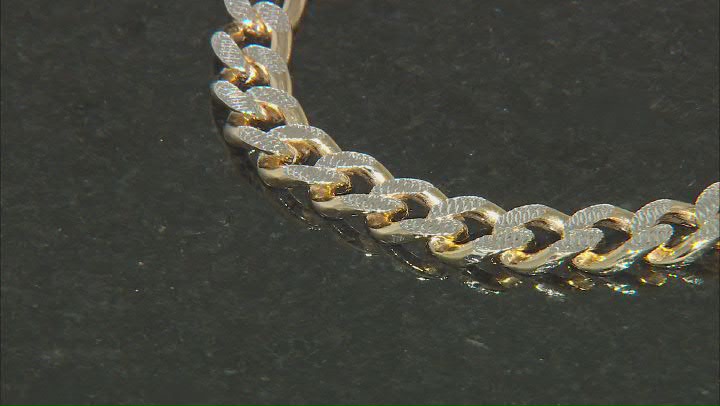 Sterling Silver & 18k Yellow Gold Over Sterling Silver 8mm Diamond-Cut Curb Link Bracelet Video Thumbnail