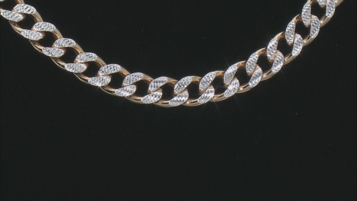 Sterling Silver & 18k Yellow Gold Over Sterling Silver 8mm Diamond-Cut Curb 20 Inch Chain Video Thumbnail