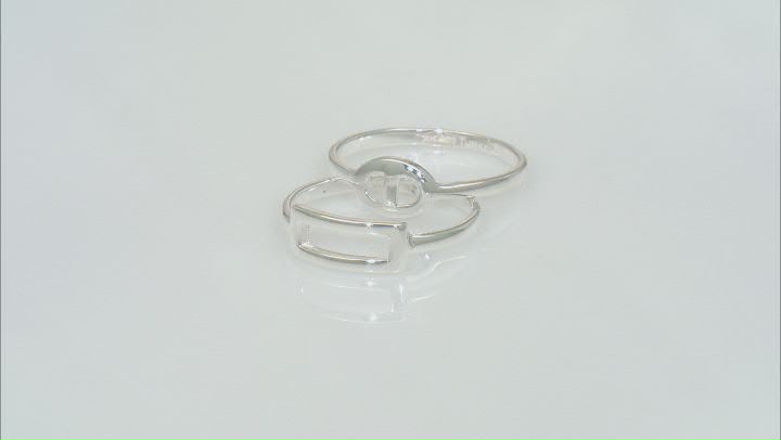 Sterling Silver Mariner Link & Paperclip Link Ring Set of 2 Video Thumbnail