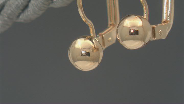 18k Yellow Gold Over Sterling Silver Ball Earrings Video Thumbnail