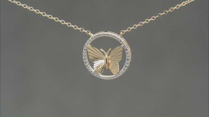 18k Yellow Gold Over Sterling Silver & Rhodium Over Sterling Silver Butterfly 20 Inch Necklace Video Thumbnail
