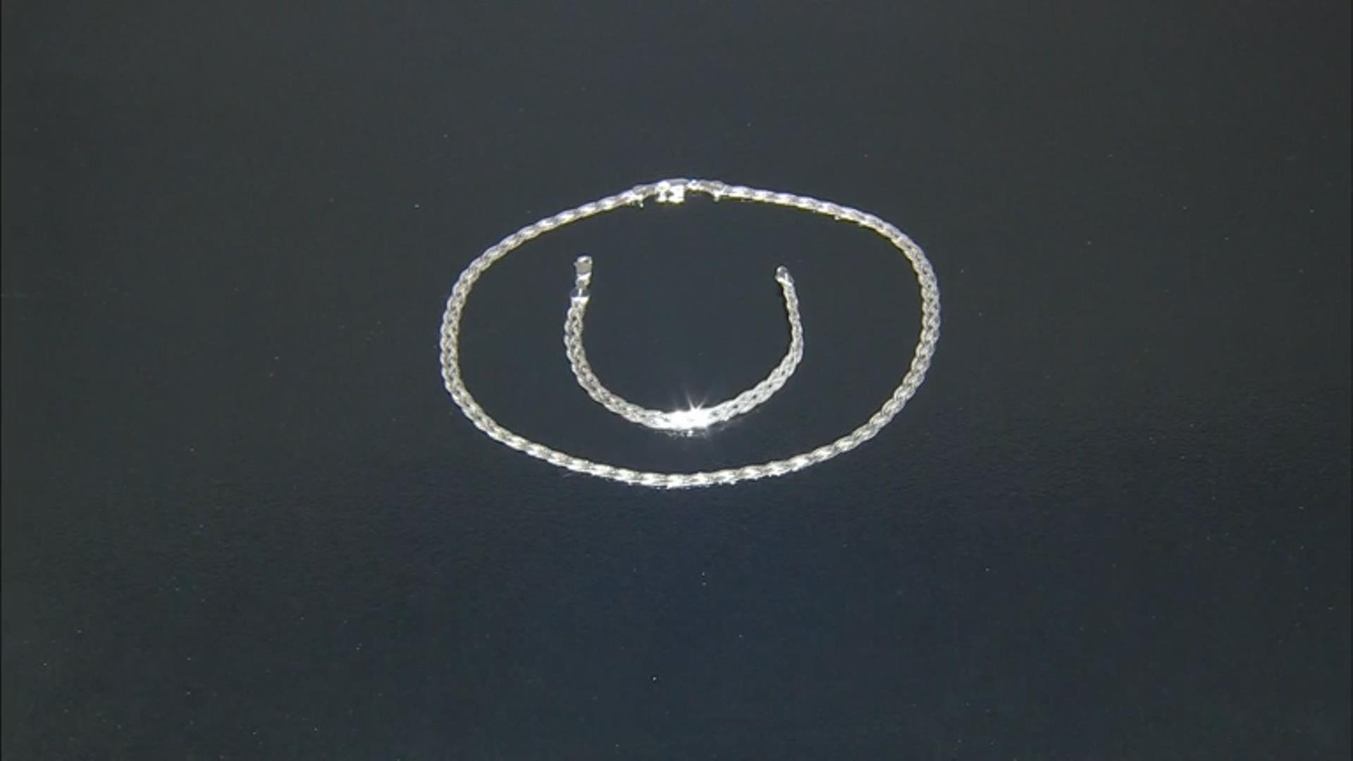 Sterling Silver 5mm Braided Herringbone Link Bracelet & 18 Inch Chain Set of 2 Video Thumbnail