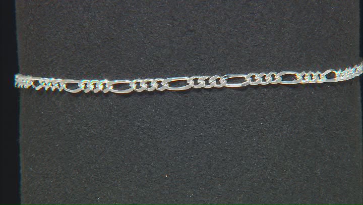 Sterling Silver 2mm Figaro Link Bracelet Video Thumbnail