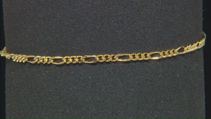 18k Yellow Gold Over Sterling Silver 2mm Figaro Link Bracelet Video Thumbnail