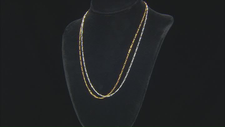 18k Yellow Gold Over Sterling Silver 2mm Figaro 20 Inch Chain Video Thumbnail