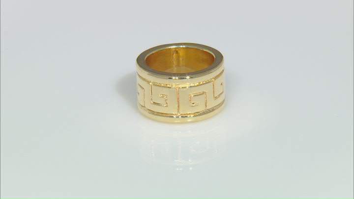 18k Yellow Gold Over Sterling Silver 13mm Greek Key Band Ring Video Thumbnail