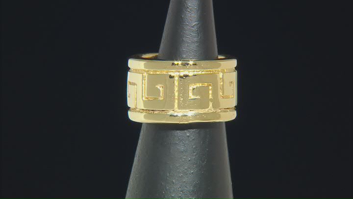 18k Yellow Gold Over Sterling Silver 13mm Greek Key Band Ring Video Thumbnail
