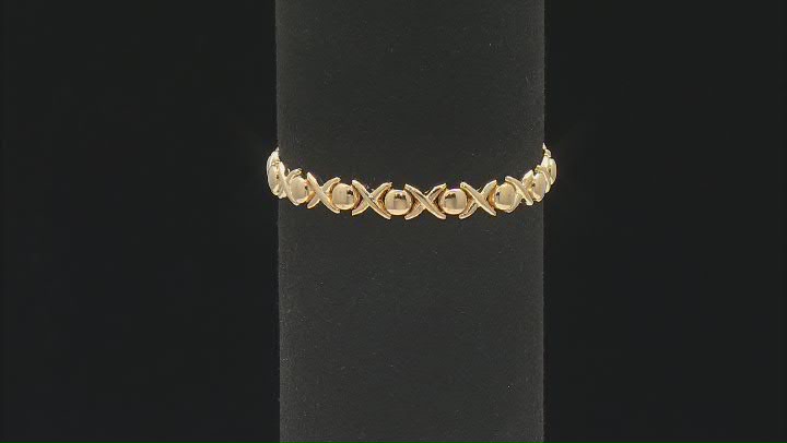 18k Yellow Gold Over Sterling Silver Stampato Link Xoxo Bracelet Video Thumbnail