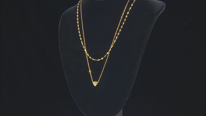 18k Yellow Gold Over Sterling Silver Heart 20 Inch Necklace & Valentino 18 Inch Chain Set of 2 Video Thumbnail