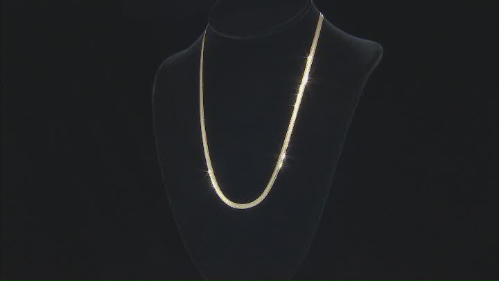 Sterling Silver & 18k Yellow Gold Over Sterling Silver 3.6mm Diamond-Cut Herringbone 20 Inch Chain Video Thumbnail