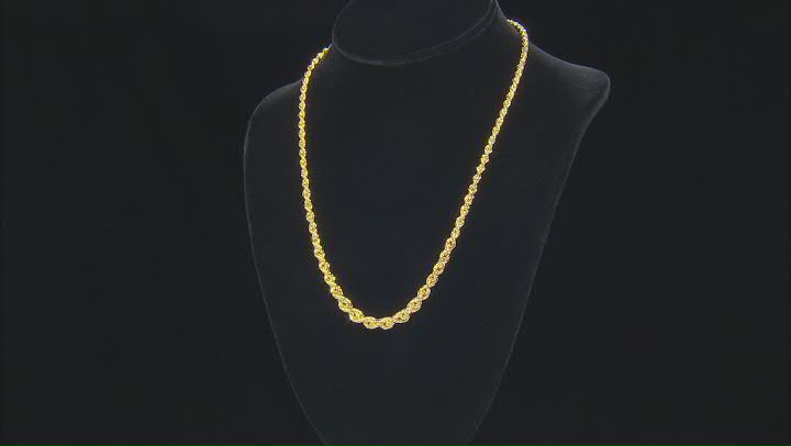 18k Yellow Gold Over Sterling Silver 6mm Graduated Rope 20 Inch Chain Video Thumbnail