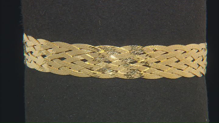 18k Yellow Gold Over Sterling Silver 8 Strand Braided Herringbone Link Bracelet Video Thumbnail