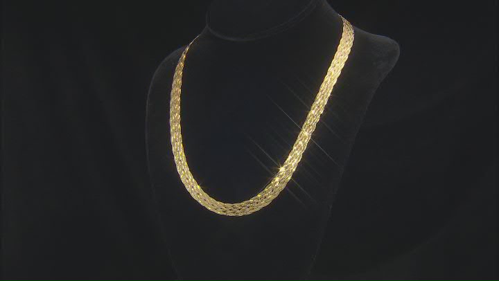 18k Yellow Gold Over Sterling Silver 8 Strand Braided Herringbone 20 Inch Chain Video Thumbnail