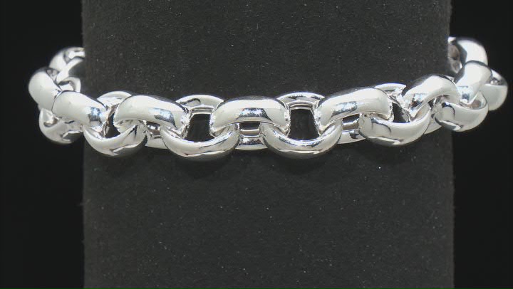 Sterling Silver 10mm Puff Rolo Link Bracelet Video Thumbnail