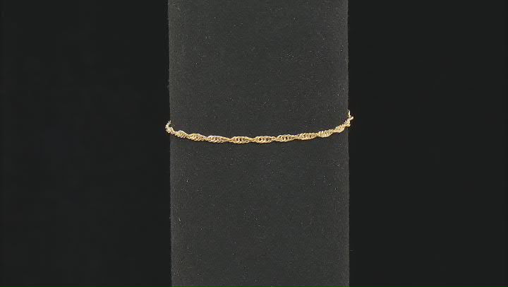 18k Yellow Gold Over Sterling Silver 2mm Singapore Link Anklet Video Thumbnail