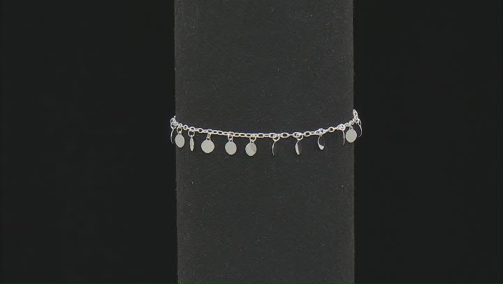 Sterling Silver High Polish Disc Charm Anklet Video Thumbnail