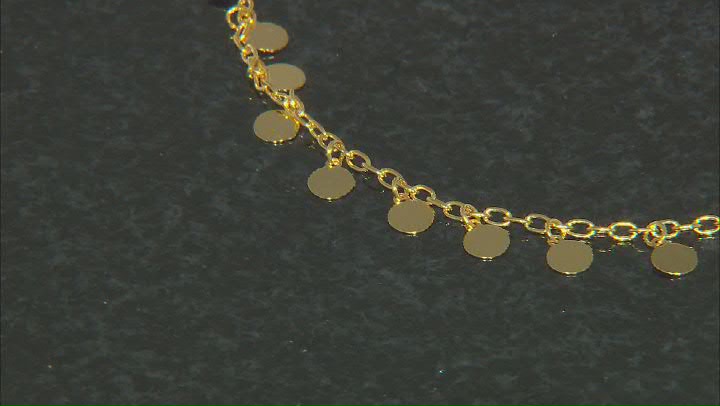 18k Yellow Gold Over Sterling Silver High Polish Disc Charm Anklet Video Thumbnail