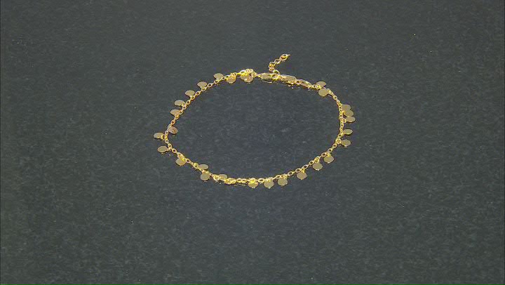 18k Yellow Gold Over Sterling Silver High Polish Disc Charm Anklet Video Thumbnail