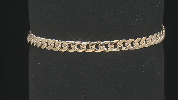 18k Yellow Gold Over Sterling Silver 4.5mm Curb Link Toggle Bracelet Video Thumbnail