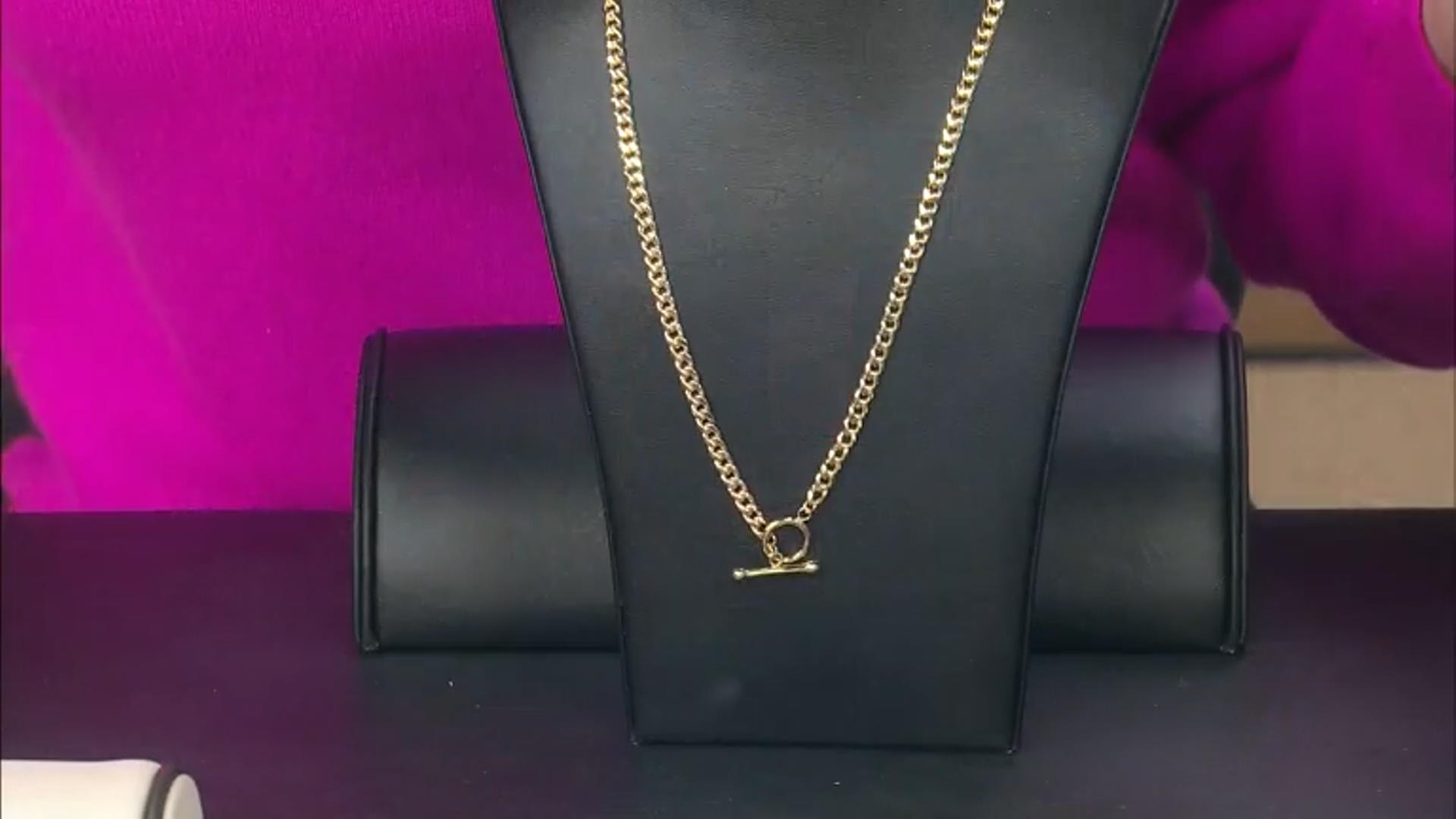 18k Yellow Gold Over Sterling Silver 4.5mm Curb 20 Inch Chain With Toggle Clasp Video Thumbnail