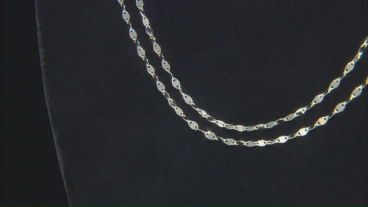 Sterling Silver 2mm Valentino Link 18 & 20 Inch Chain Set of 2 Video Thumbnail