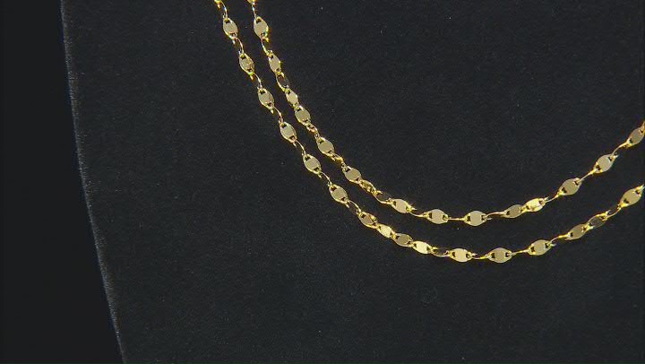 18k Yellow Gold Over Sterling Silver 2mm Valentino Link 18 & 20 Inch Chain Set of 2 Video Thumbnail