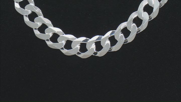 Sterling Silver 10mm Flat Curb 22 Inch Chain Video Thumbnail
