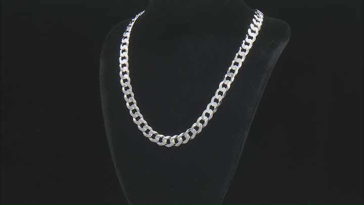 Sterling Silver 10mm Flat Curb 22 Inch Chain Video Thumbnail