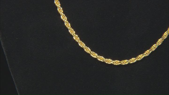 18k Yellow Gold Over Sterling Silver 2.7mm Rope 20 Inch Chain Video Thumbnail