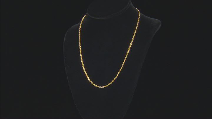18k Yellow Gold Over Sterling Silver 2.7mm Rope 20 Inch Chain Video Thumbnail