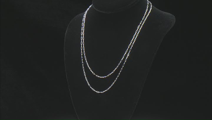 Sterling Silver 2mm Paperclip 18 & 20 Inch Chain Set of 2 Video Thumbnail
