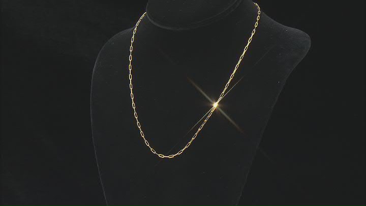 18k Yellow Gold Over Sterling Silver 2mm Paperclip 18 & 20 Inch Chain Set of 2 Video Thumbnail