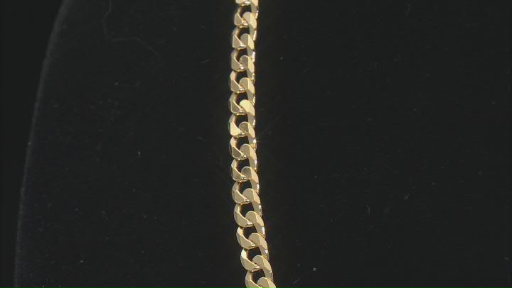 18k Yellow Gold Over Sterling Silver 4mm Flat Curb 18 Inch Chain Video Thumbnail