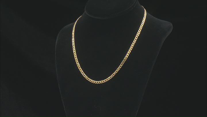 18k Yellow Gold Over Sterling Silver 4mm Flat Curb 18 Inch Chain Video Thumbnail