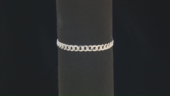 Sterling Silver 6mm Flat Curb Link Bracelet Video Thumbnail