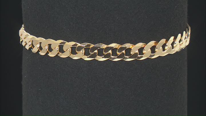 18k Yellow Gold Over Sterling Silver 6mm Flat Curb Link Bracelet Video Thumbnail