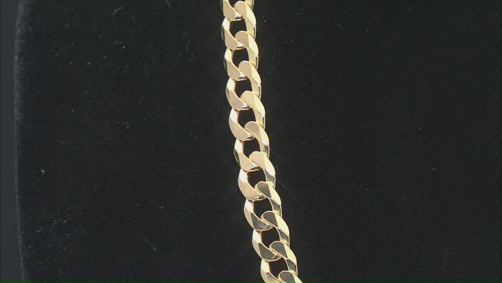 18k Yellow Gold Over Sterling Silver 6mm Flat Curb 18 Inch Chain Video Thumbnail