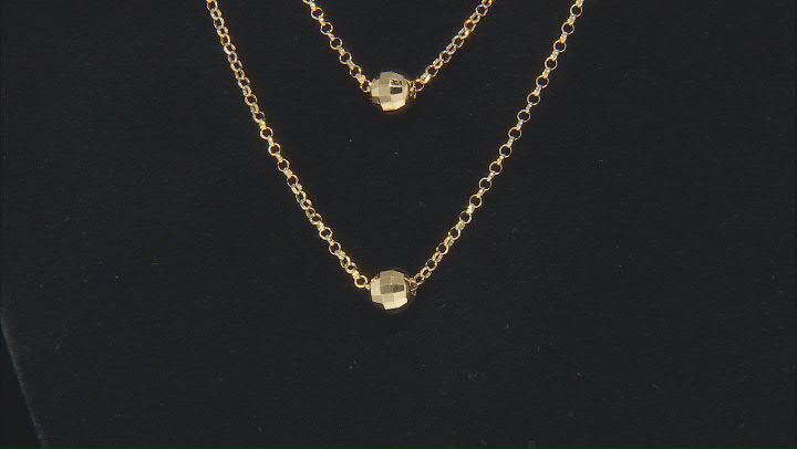 18k Yellow Gold Over Sterling Silver Diamond-Cut Bead Double Strand 16 Inch Necklace Video Thumbnail