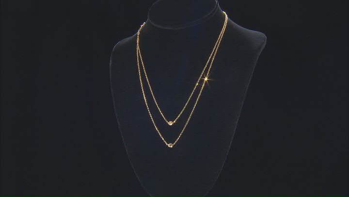 18k Yellow Gold Over Sterling Silver Diamond-Cut Bead Double Strand 16 Inch Necklace Video Thumbnail