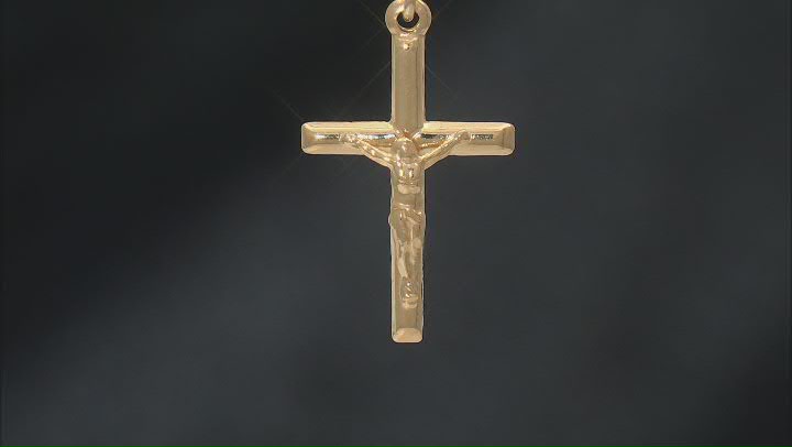 18k Yellow Gold Over Sterling Silver Crucifix Pendant 20 Inch Necklace Video Thumbnail