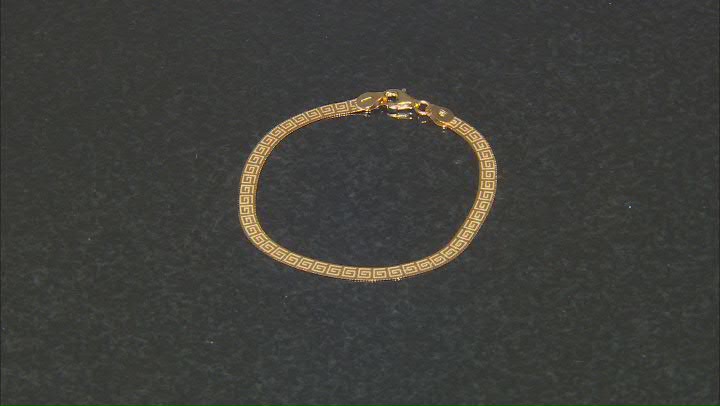 18k Yellow Gold Over Sterling Silver 4.4mm Greek Key Herringbone Link Bracelet Video Thumbnail