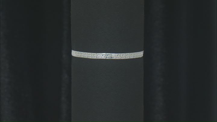 Sterling Silver 4.4mm Greek Key Herringbone Link Bracelet Video Thumbnail
