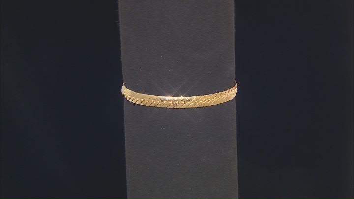18k Yellow Gold Over Sterling Silver 5.9mm Oval Herringbone Link Bracelet Video Thumbnail